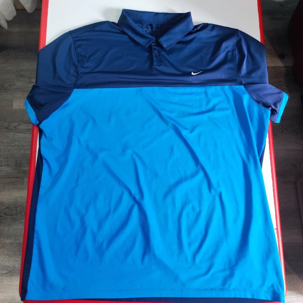 Nike Golf Standard Fit polo shirt men's size 2XL blue and dark blue Dri-Fit